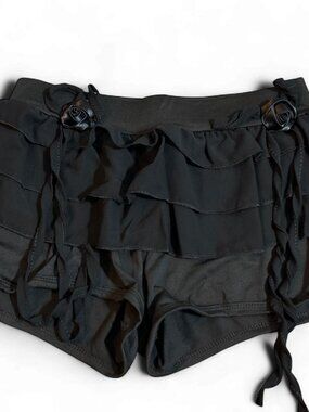 Black Ruffle Rose Mini Shorts Size S
